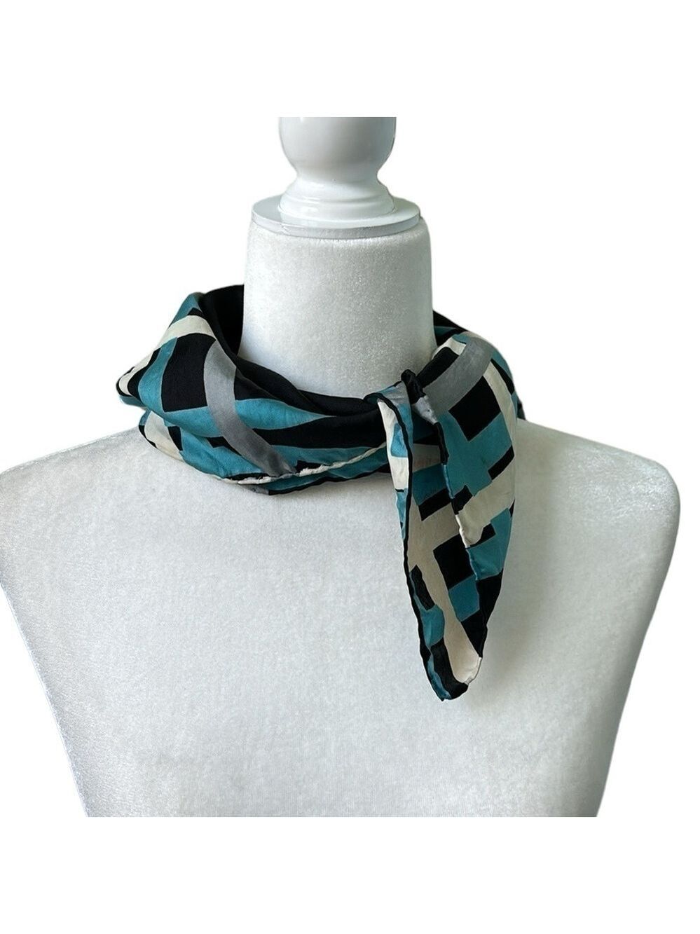 Vintage Baar & Beards Italian Square Silk Geometric Print Scarf